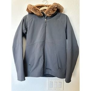 Marmot Grey Zip Up Jacket with Fur Hood Size M